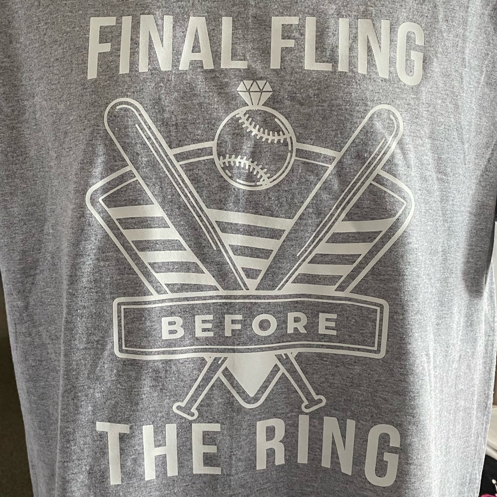 Men’s large baseball last fling before the ring t-shirt
